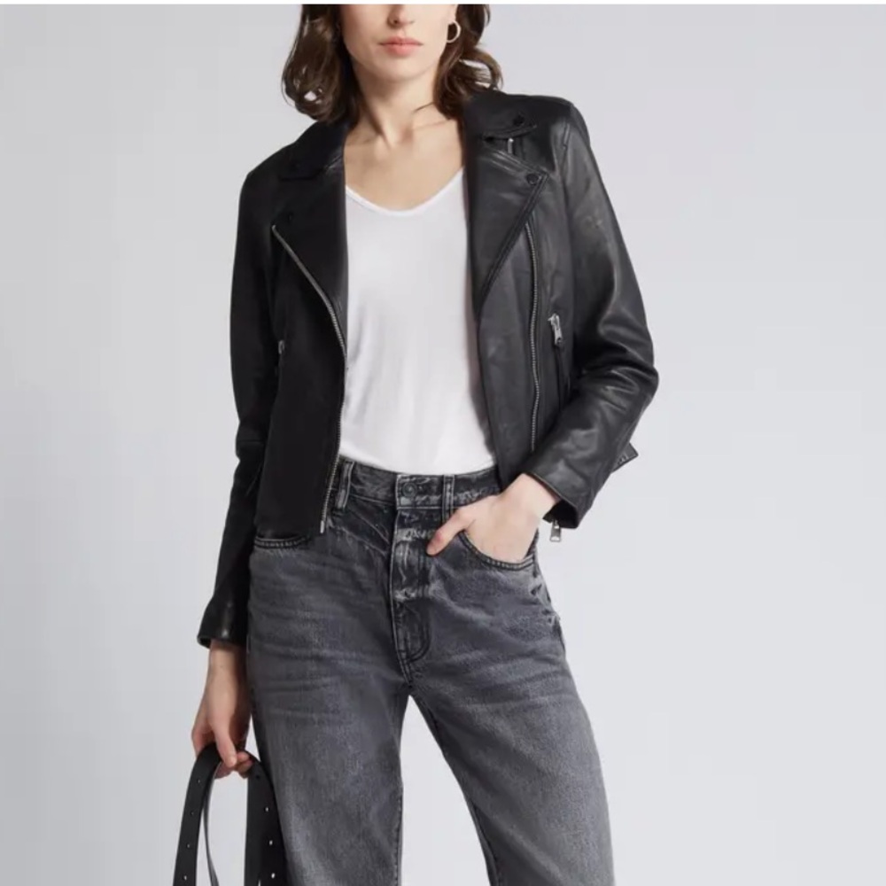 ALLSAINTS Dalby Leather Biker Jacket Size 8